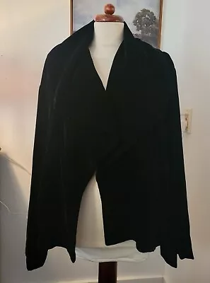 Vintage Linda Bertozzi Black Silk Velvet Jacket Avant-garde Lagenlook To 2X 3X • $40