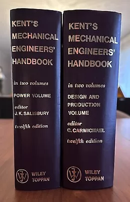 Kent's Mechanical Engineers' Handbook (2 Volume Set) [12th Edition] 1950 • $35.95