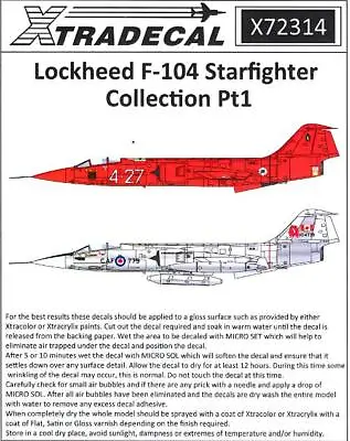Xtra Decals 1/72 LOCKHEED F-104 STARFIGHTER COLLECTION Part 1 • $14.99
