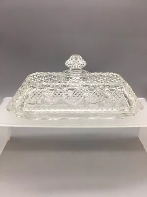 Vintage AVON Pressed Clear Glass Cape Cod Butter Dish W Lid Waves Pattern Cover • $9.99