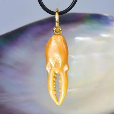 Pendant Mother-of-Pearl Lobster Claw & Vermeil Gold-plated Sterling Silver 4.93g • $44