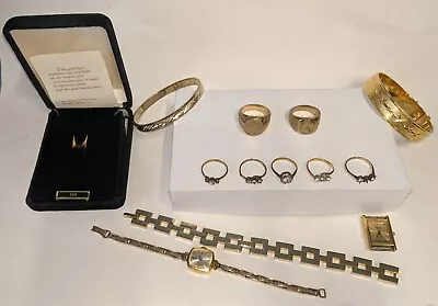 Job Lot Vintage Rolled Gold 18ct Gold Plated Jewellery Watches Wear Scrap 177.7g • £5