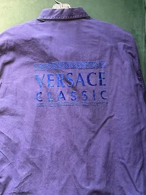 Vintage Versace Classic V2 Purple Button Up Long Sleeve Shirt • $50