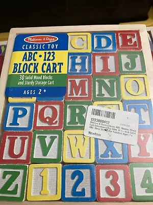Melissa And Doug. Classic Toy. ABC. 123. 30 Wooden Blocks And Storage Cart. New • $15