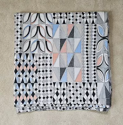 Vintage Ikea Pink Grey Blue & Black Geometric Patterned King-Size Duvet Cover • £17