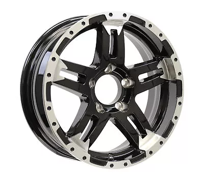 Two Aluminum Trailer Wheels 12X4 12 Inch Rim Black Machined 5 Lug PDTU24545BM • $126.97