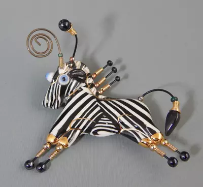 Vintage Signed Jewelry 10 Cynthia Chuang Handcrafted Porcelain Zebra Brooch Pin • $89