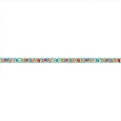 6th Birthday Banner Party Wall Door Decorations Silver Shiny Multi Colour 12ft • £1.99