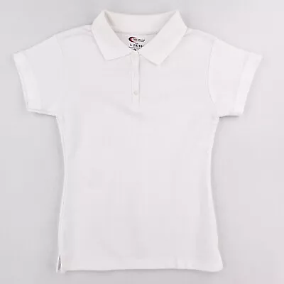 Kids School Uniform Polo Shirt Girls Size S 7/8 White Short Sleeve Collared NWT • $6.40