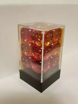 Chessex: Translucent Red- Yellow/gold 6-Sided 16mm D6 Dice Block (12) Dice Set • $10