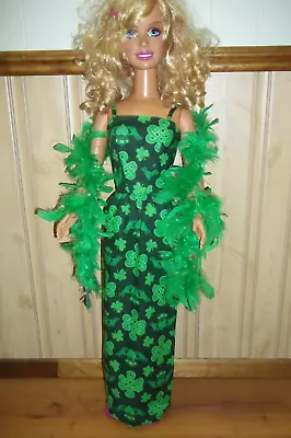 Shamrock Eve DRESS & BOA Clothes For 36  MY SIZE BARBIE DOLL Or 38  Elsa Or Anna • $12.50