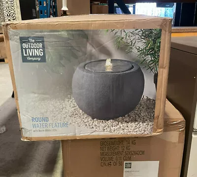 £105.95 • Buy Outdoor Living Water Feature, LED Light - NDD Grey Concrete Garden Fountain Ball
