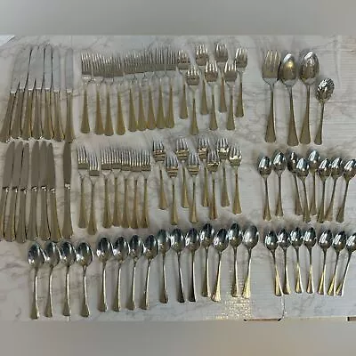 Reed & Barton Golden Micro Cuisine Gold Accent Stainless Steel Silverware Set • $350