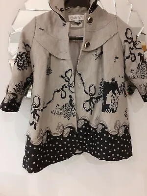 Girls Couche Tot Stylish Grey And Black  Coat 4-5 Years  With Bow Details. • £12.99