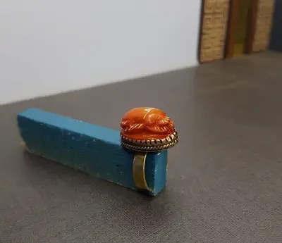 Gorgeous Ancient Egyptian Scarab Beetle Ring - Rare Orange Scarab Ring • $105