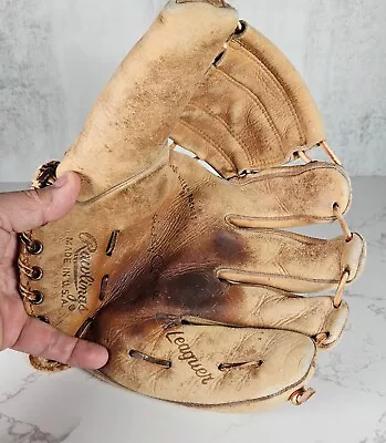 Vintage MICKEY MANTLE Baseball Glove  RAWLINGS Big Leaguer RH MADE IN USA 60s • $49.99