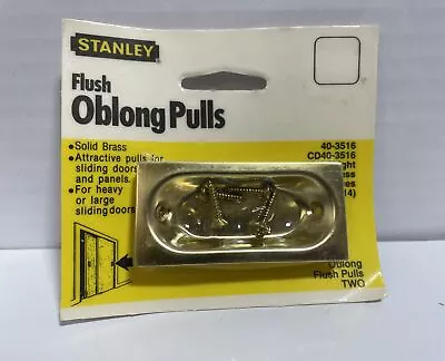 (2-Pack) Oblong Flush Finger Oval Pull Solid Yellow Brass Stanley NOS New 3516 • $9.99