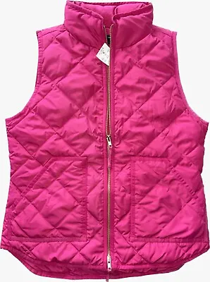 J.CREW NEW Lightweight Quilted Down Excursion Vest Cranberry Punch NWT XS • $19.99