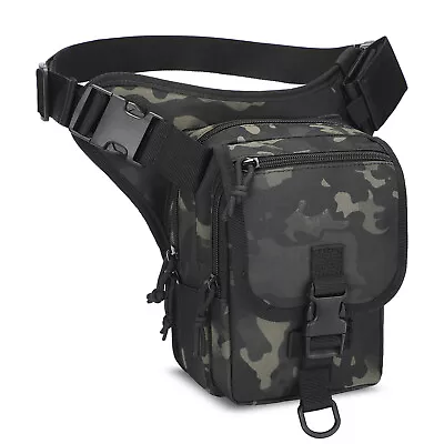 Military Tactical Drop Leg Bag Waterproof Men Motorcycle Thigh Belt Waist Pouch • £13.99