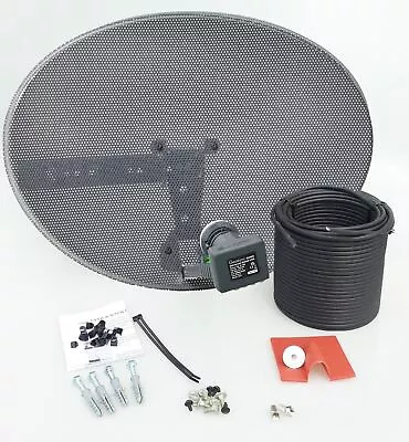 60cm Satellite Dish & Full 5m Single Black Install Kit For Sky HD / Freesat HD • £44.49