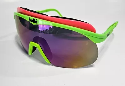 Vintage Bolle Edge Chrono Shield Neon Green Sunglasses Goggles France • $44.95