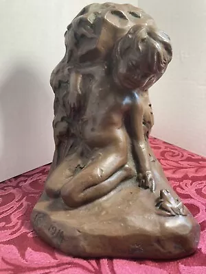 BRONZE BOOK End Cherub & Frog  Armor Bronze Co.  Sculpture Signed S. Morani 1914 • $25