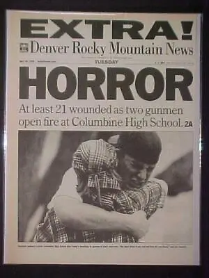 Vintage Newspaper Headline ~ Gunman Murders Columbine School Kids Shooting  1999 • $14.95