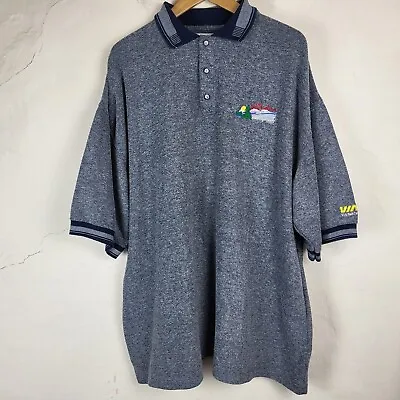 VIA Rail Canada Mens 2XL Vintage Short Sleeve Polo Shirt Top Grey Embroidered... • $24.51