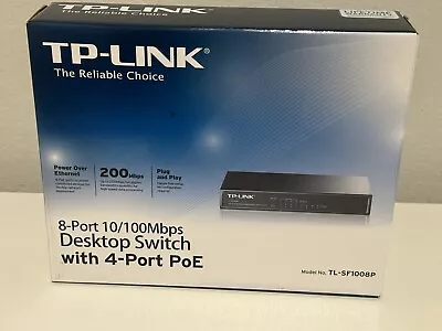 TP-Link TL-SF1008P 8-port 10/100Mbps PoE Switch W/ Power Cord + Ethernet Cable • $29.99
