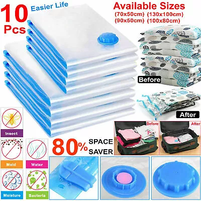 10x STRONG VACUUM STORAGE SPACE SAVING BAGS VAC BAG SPACE SAVER VACCUM VACUM BAG • £9.95