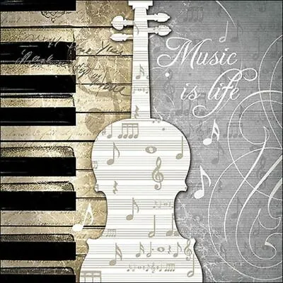£1.29 • Buy 4 X Paper Napkins - Music Is Life - Ideal For Decoupage / Napkin Art