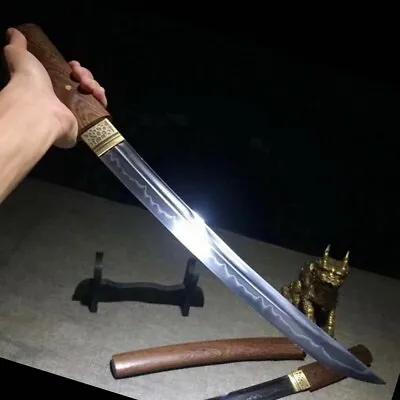 Japan Samurai Dagger Sword Katana Knife T10 Steel Clay Tempered Wakizashi Sharp • $117