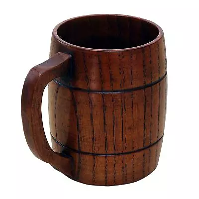 Wooden Tankard Beer Stein Mug Milk Coffee Drink Cup For Wedding Gift 400mL • $41.79