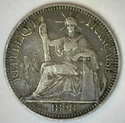 1898 Silver French Indo-China 10 Cents Coin Very Fine • $99.99
