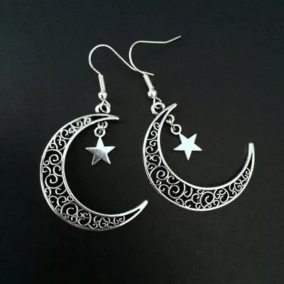 925 Sterling Silver I Love You To The Moon And Back Charm Fashion Star Earrings • $15.74