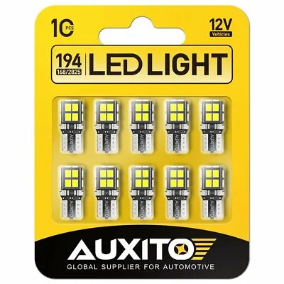 10x AUXITO 194 LED Light Bulb 6000K White 168 2825 W5W T10 Wedge 14-SMD Dome Map • $13.29