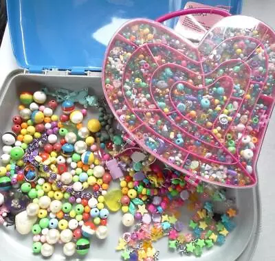 Mixed Lot 100's Of Children's Or Craft Beads All Plastic All Shapes 3mm-20mm • £6.99
