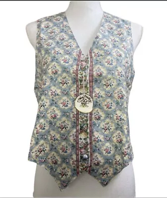 Vintage Vera Bradley Vest Small NWT Blue Floral Rose Granny Cottage Core Cotton • $49.99