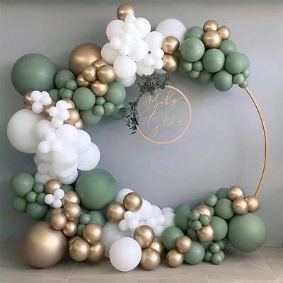 137pcs Sage Green Metallic Gold White Garland Arch Balloon Kite Birthday Party • $32.99