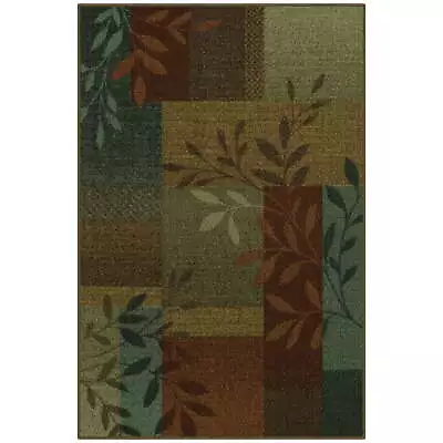 Mainstays Traditional Leaf Block Multicolor Print Indoor Accent Rug 2'6 X3'10 ' • $22.48