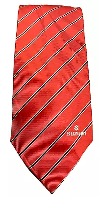 Suzuki Name Logo Promo Men's Red Black Silver Multi Striped Neck Tie Rare Find! • $49.65