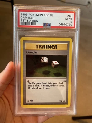 $17.99 • Buy 1999 Pokemon Fossil Gambler 1st Edition PSA Mint 9