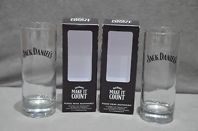 2x Jack Daniel's Long Drink Glass Highball Tumbler 35cl 11.9oz 2022 In Gift Box • £9.99