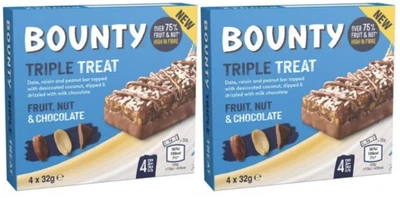 £7.89 • Buy 2 Packs Chocolate Bars BOUNTY TRIPLE TREAT 4 Bars In Each Pack Free Delivery