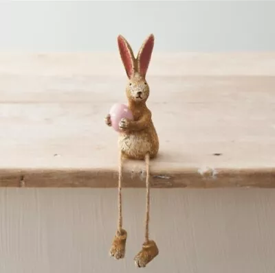 Sitting Bunny Ornament Dangly Legs Pink • £4.75