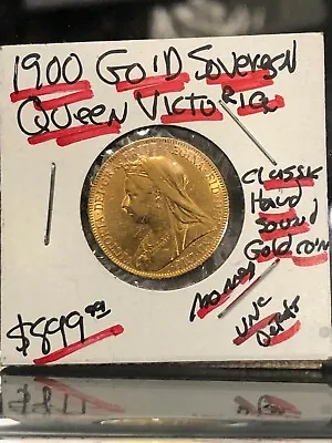 1900 Early Exquisite English Gold Sovereign  A Queen Victoria  Classic Veil Head • $639.99