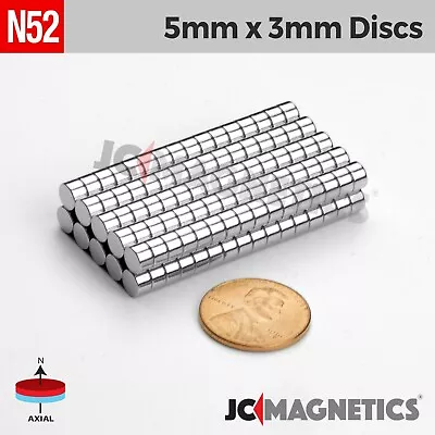 5mm X 3mm N52 Strong Round Disc Rare Earth Neodymium Magnet 5x3mm • $14.50