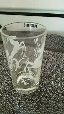 VTG White Gazelle Drinking Clear Glass 5  Tall • $3.99