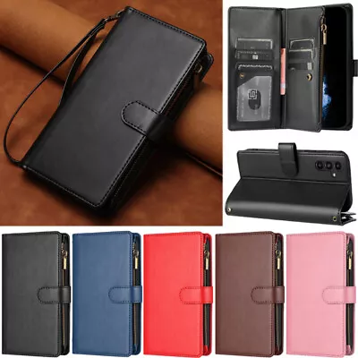 Zipper Wallet Leather Flip Cover Case For Samsung S23 S22 S21 S20+ S10+ S9 S8 S7 • $25.73