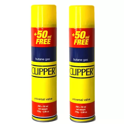 2 X Clipper Universal High Quality Butane Gas Lighter Refill Fluid Fuel 300ML • £5.99